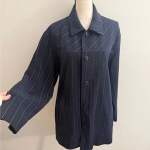 Navy Pinstripe Jacket Blazer Unisex Large